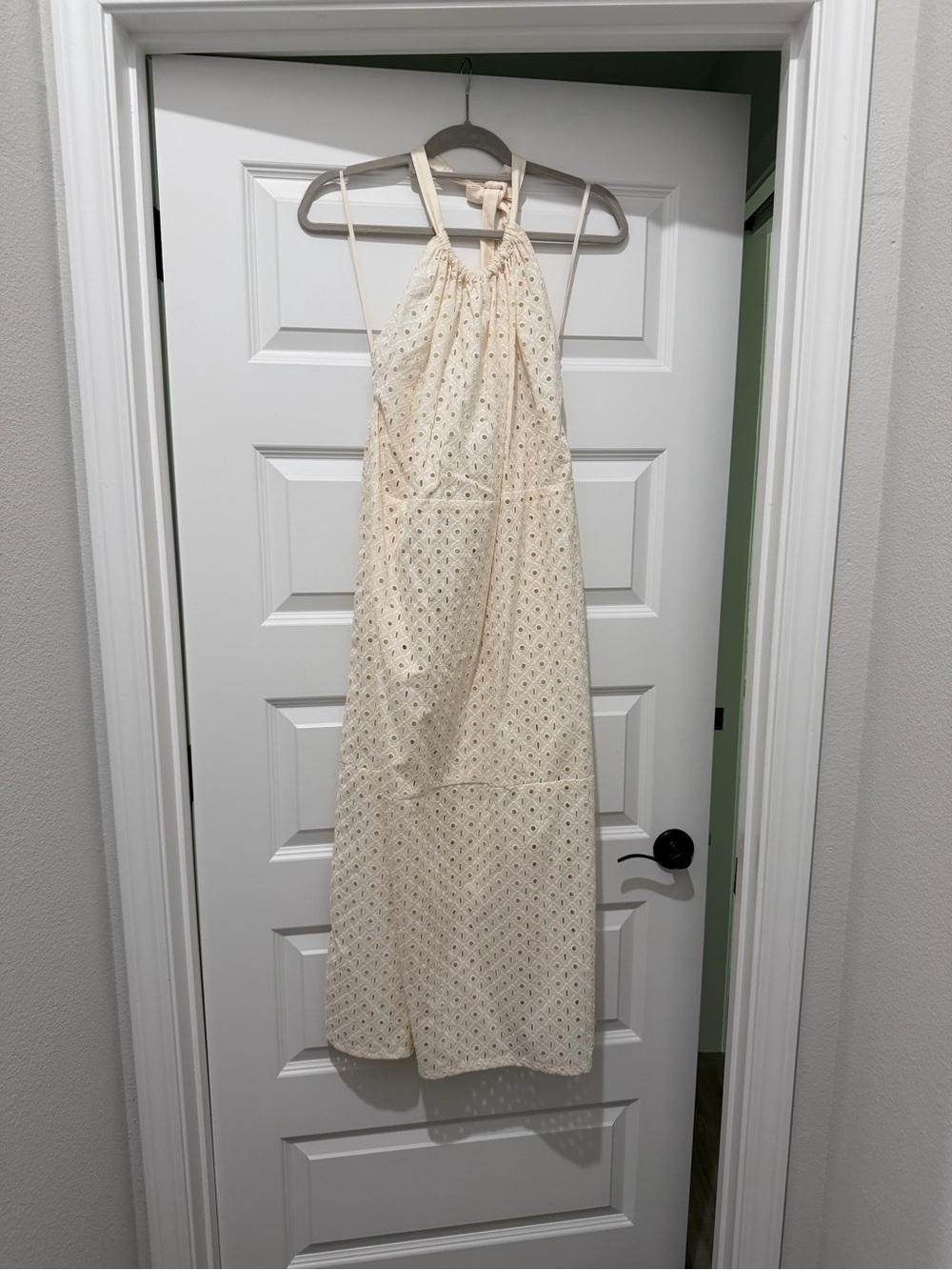 Vitamin A Cream Eyelet Halter Maxi Dress coverup - Picture 2 of 6